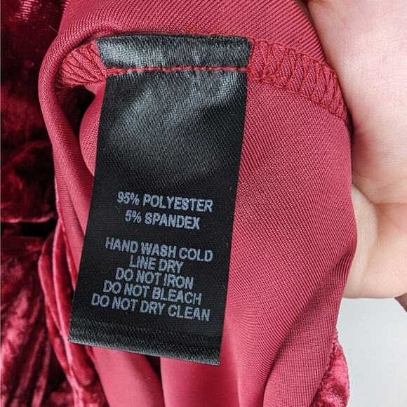 Lulus Shine of Your Life Wine Red Crushed Velvet Wrap Skater Dress Size XL - Picture 8 of 9